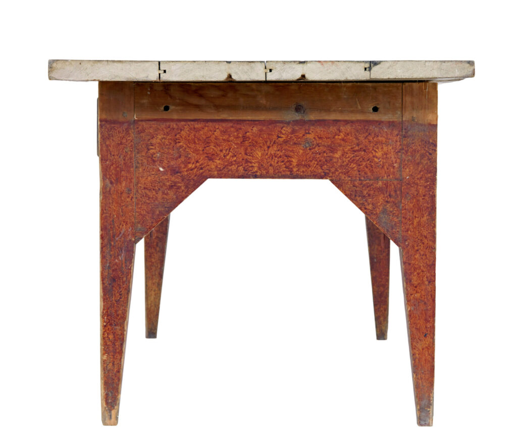 Mid 19th Century Rustic Hand Painted Pine Kitchen Table — image 6