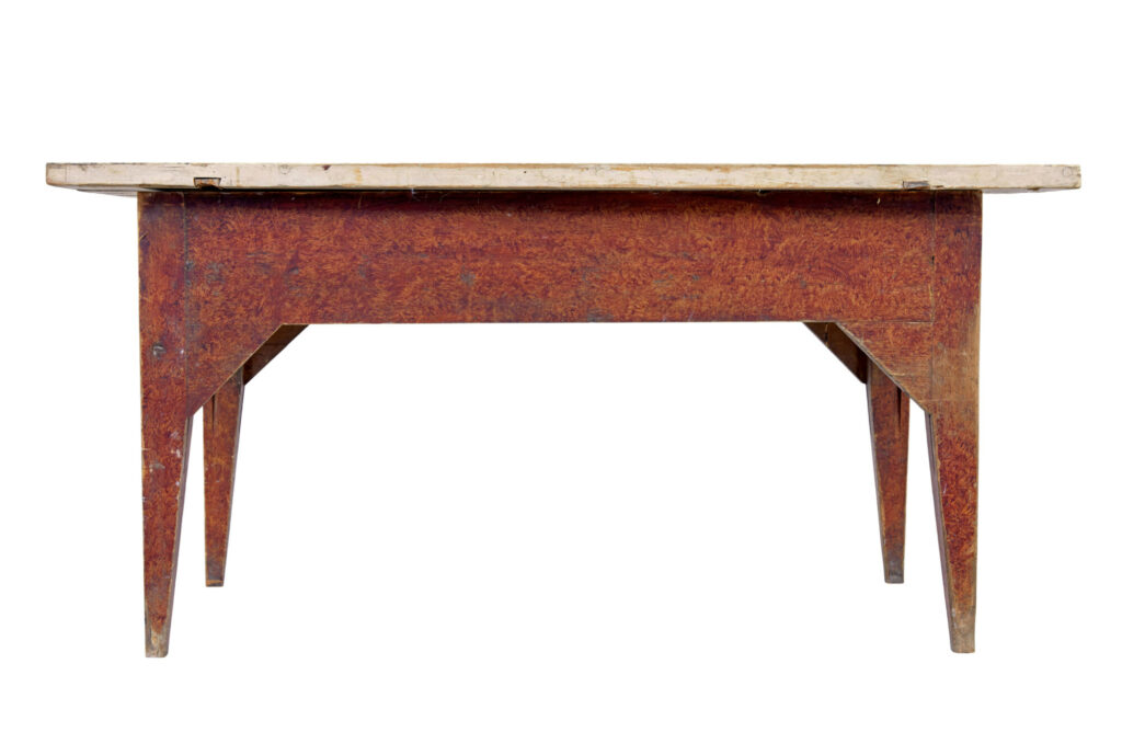 Mid 19th Century Rustic Hand Painted Pine Kitchen Table — image 5