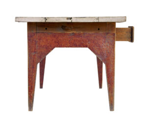 Mid 19th Century Rustic Hand Painted Pine Kitchen Table — thumbnail 4
