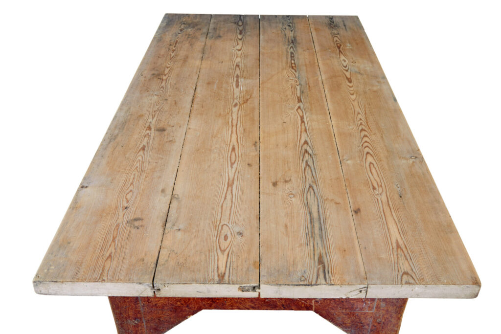 Mid 19th Century Rustic Hand Painted Pine Kitchen Table — image 3