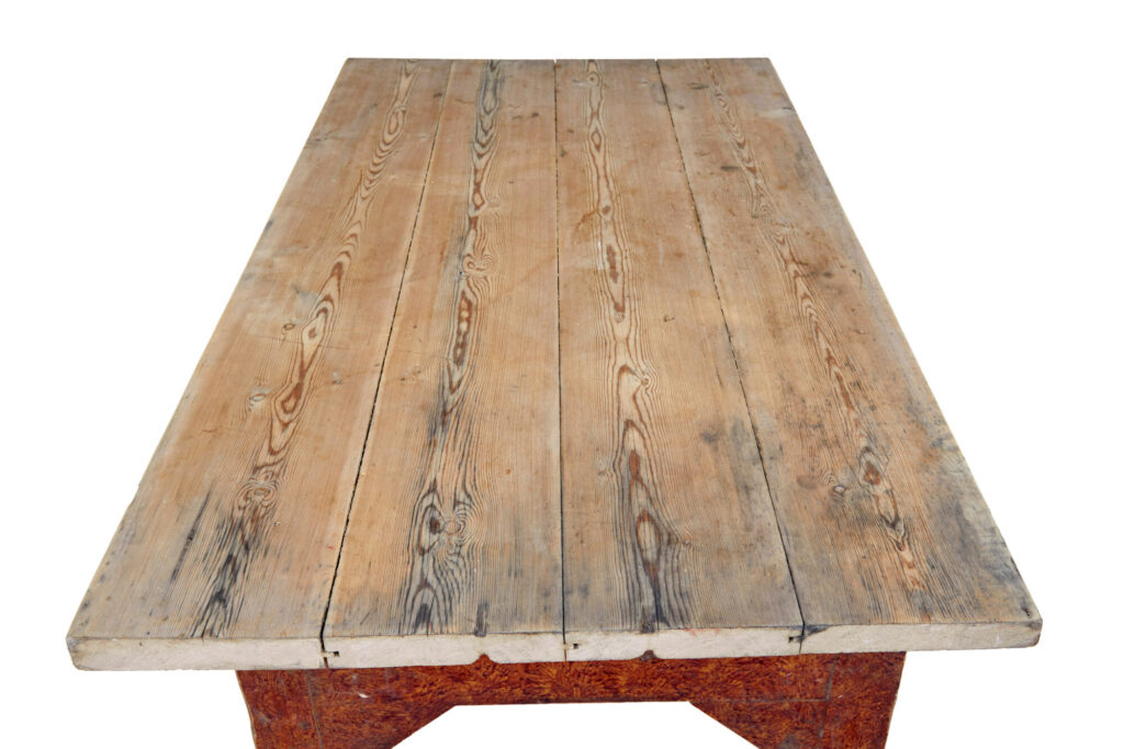 Mid 19th Century Rustic Hand Painted Pine Kitchen Table — image 2