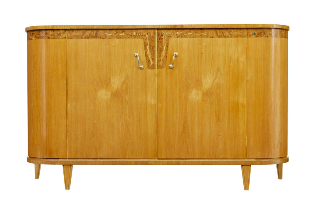 Mid Century Swedish Inlaid Elm Sideboard