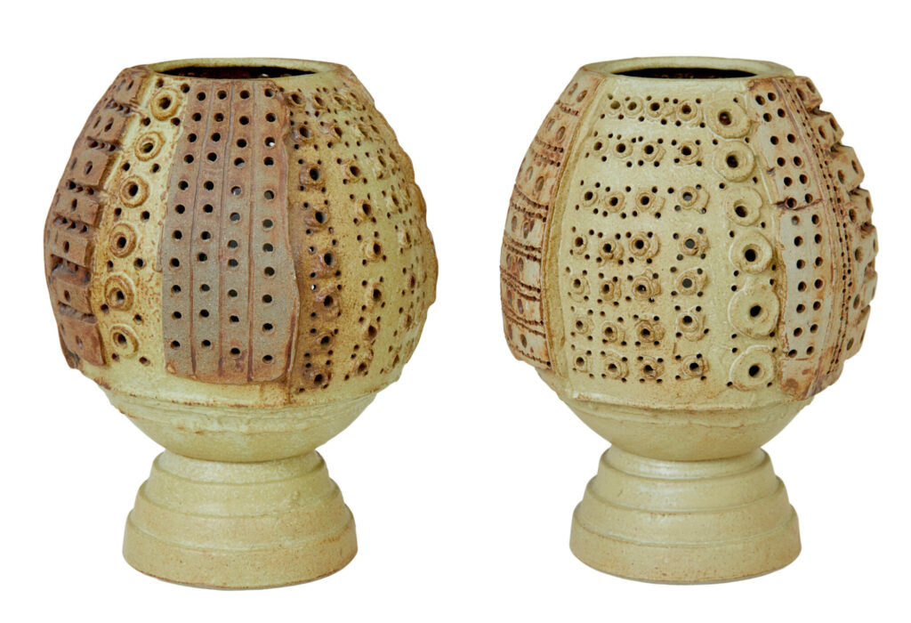 Pair of Mid Century Brutalist Ceramic Lamps by Bernard Rooke — image 8