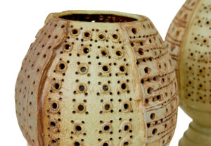 Pair of Mid Century Brutalist Ceramic Lamps by Bernard Rooke — thumbnail 4