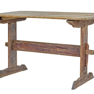 19TH CENTURY RUSTIC SWEDISH PAINTED TRESTLE TABLE