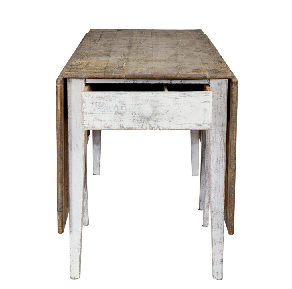 19th Century Pine Drop Leaf Kitchen Table of Large Proportions — image 7