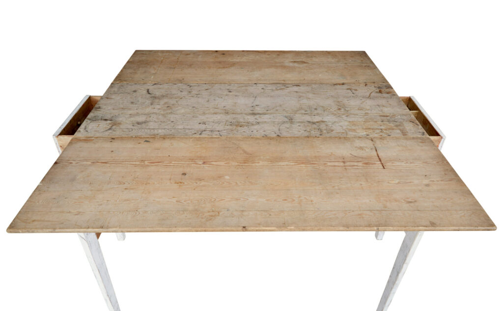 19th Century Pine Drop Leaf Kitchen Table of Large Proportions — image 5