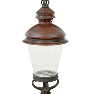 19TH CENTURY FRENCH LARGE COPPER AND GLASS LANTERN