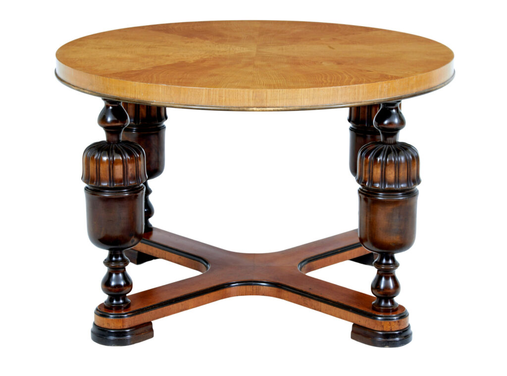 Art Deco Birch and Elm Circular Coffee Table — image 2