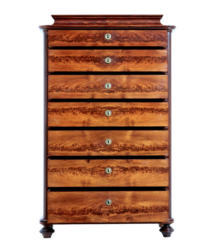 19th Century Flame Mahogany Tall Chest of Drawers — image 5