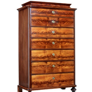 19TH CENTURY FLAME MAHOGANY TALL CHEST OF DRAWERS