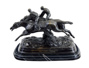 20th Century Horse Racing Desk Top Bronze and Marble — thumbnail 5