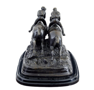 20th Century Horse Racing Desk Top Bronze and Marble — thumbnail 4