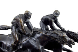 20th Century Horse Racing Desk Top Bronze and Marble — thumbnail 3
