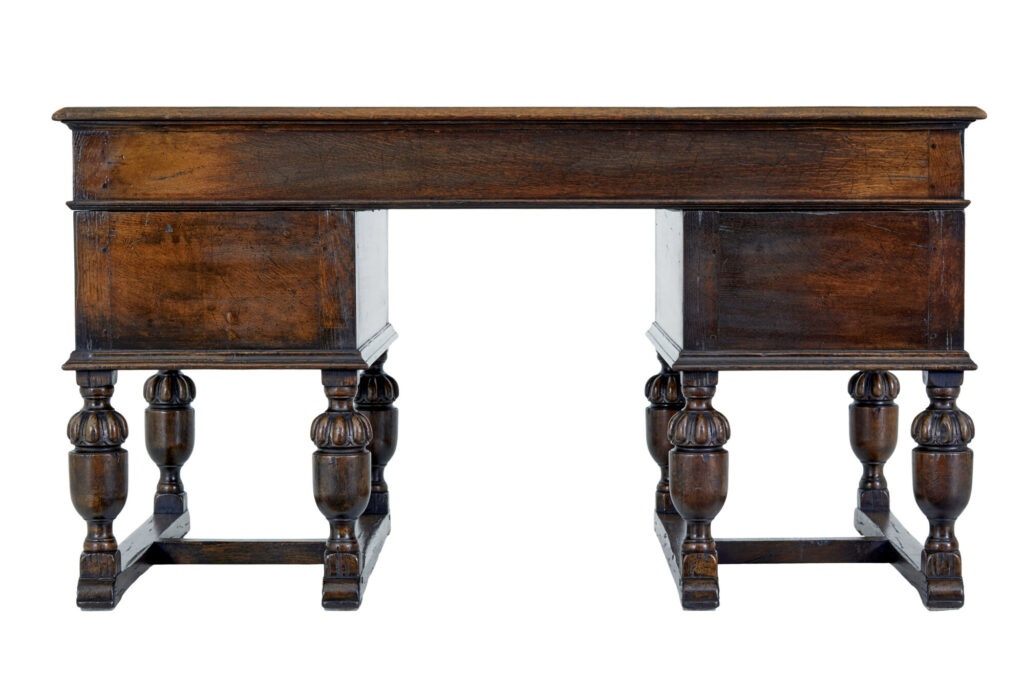 Victorian Late 19th Century Carved Oak Pedestal Desk — image 3