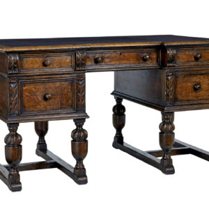 VICTORIAN LATE 19TH CENTURY CARVED OAK PEDESTAL DESK