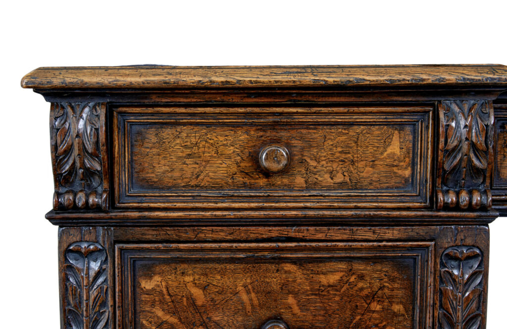 Victorian Late 19th Century Carved Oak Pedestal Desk — image 11