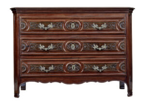 19TH CENTURY CARVED WALNUT FRENCH PROVINCIAL COMMODE
