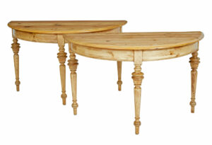 Pair of Swedish 19th Century Pine Demi Lune Occasional Tables — thumbnail 3