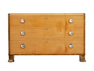 Mid 20th Century Elm and Birch Scandinavian Chest of Drawers — thumbnail 3