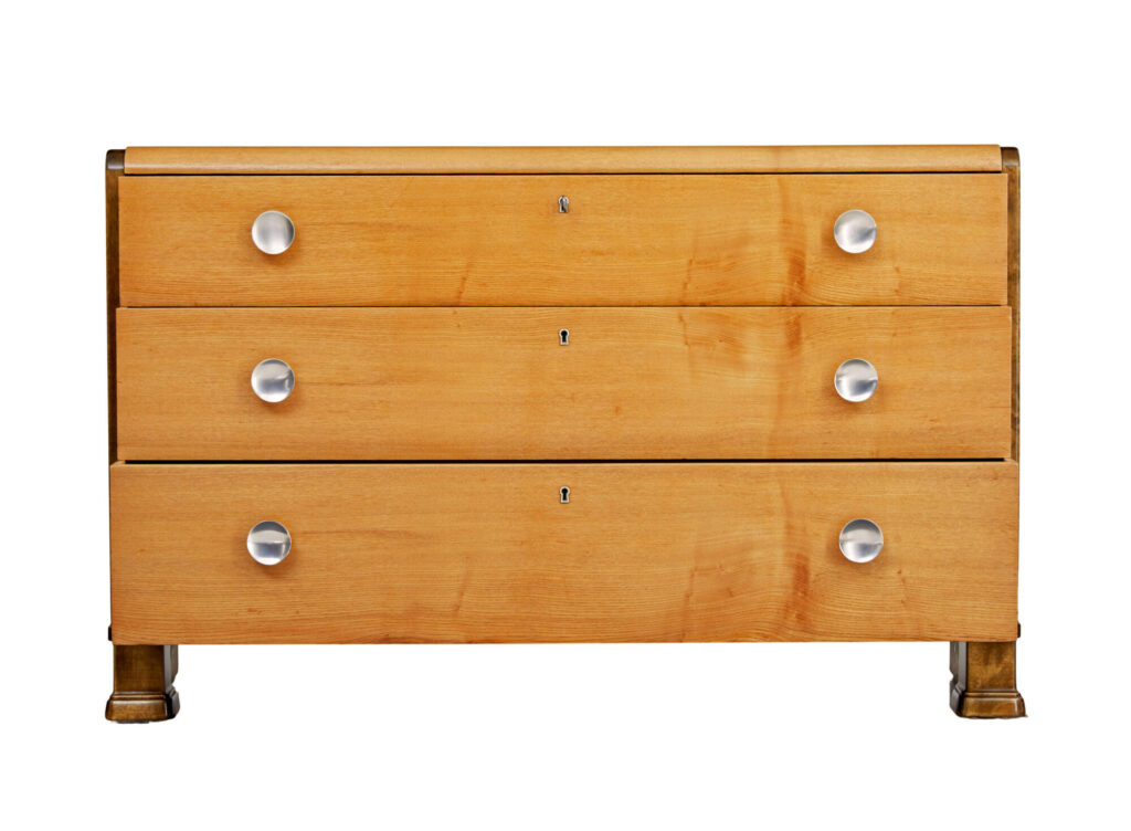 Mid 20th Century Elm and Birch Scandinavian Chest of Drawers — image 2