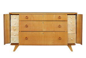 Swedish Mid 20th Century Elm and Burr Fitted Chest of Drawers — thumbnail 2