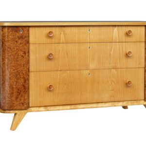 SWEDISH MID 20TH CENTURY ELM AND BURR FITTED CHEST OF DRAWERS