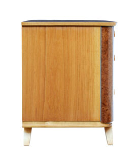 Swedish Mid 20th Century Elm and Burr Fitted Chest of Drawers — thumbnail 9