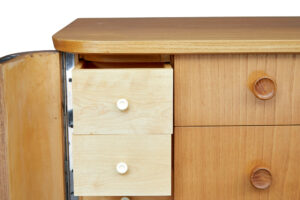 Swedish Mid 20th Century Elm and Burr Fitted Chest of Drawers — thumbnail 6
