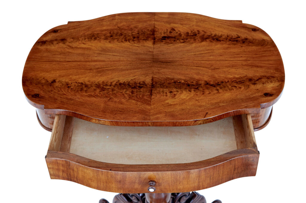 19th Century Carved Flame Mahogany Side Table — image 3