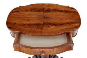 19th Century Carved Flame Mahogany Side Table — thumbnail 3
