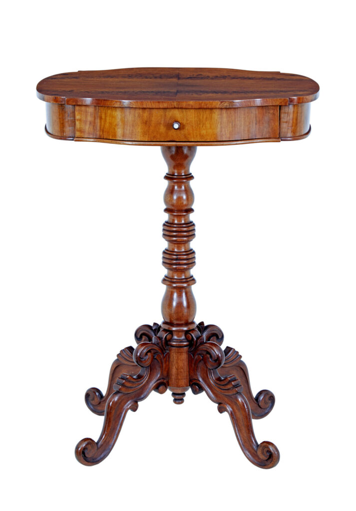 19TH CENTURY CARVED FLAME MAHOGANY SIDE TABLE