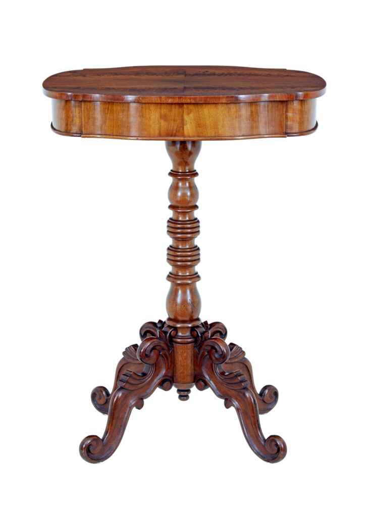 19th Century Carved Flame Mahogany Side Table — image 4