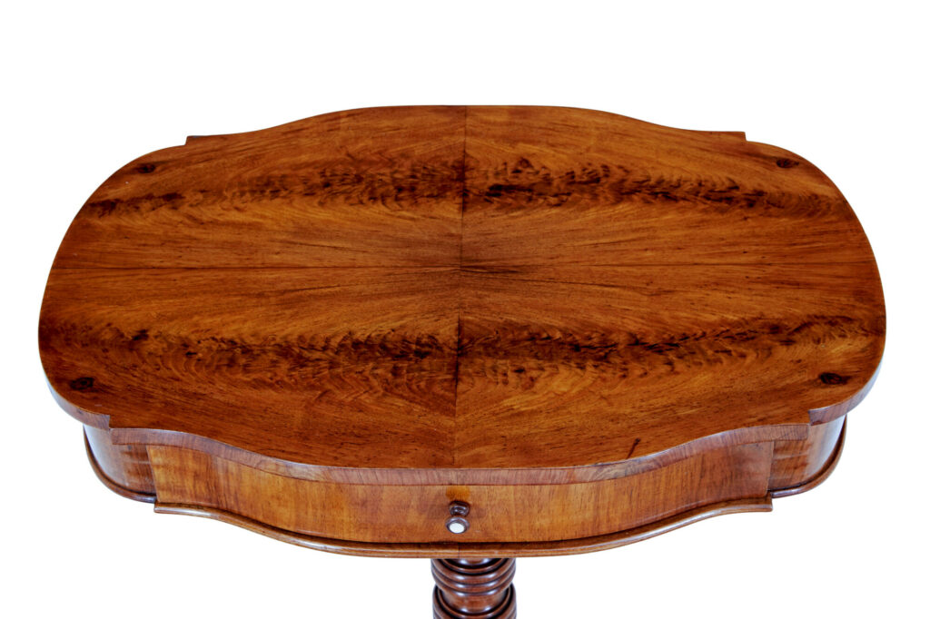 19th Century Carved Flame Mahogany Side Table — image 6