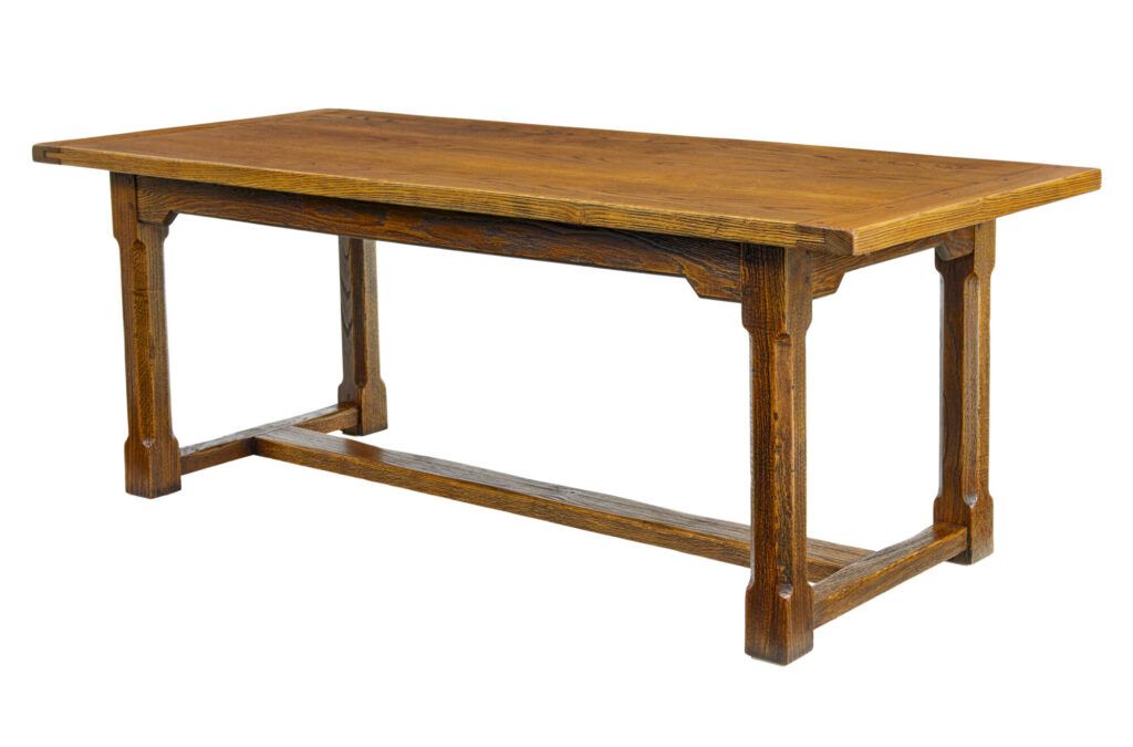 English Made Golden Oak Refectory Dining Table — image 4