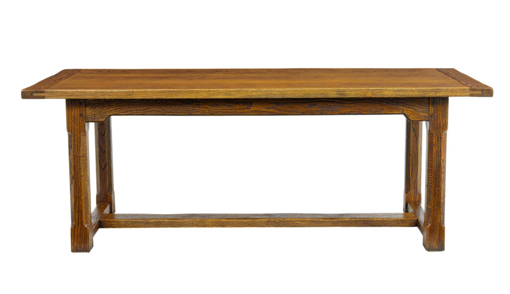 English Made Golden Oak Refectory Dining Table — image 3