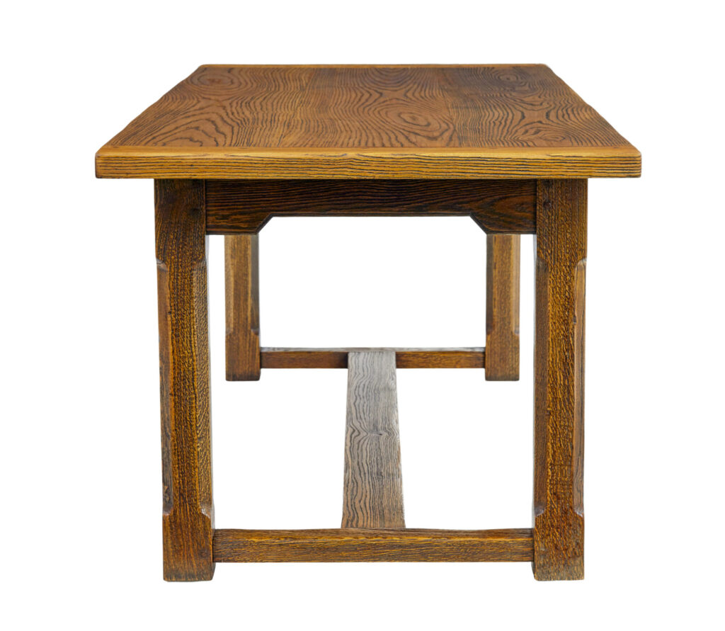 English Made Golden Oak Refectory Dining Table — image 8
