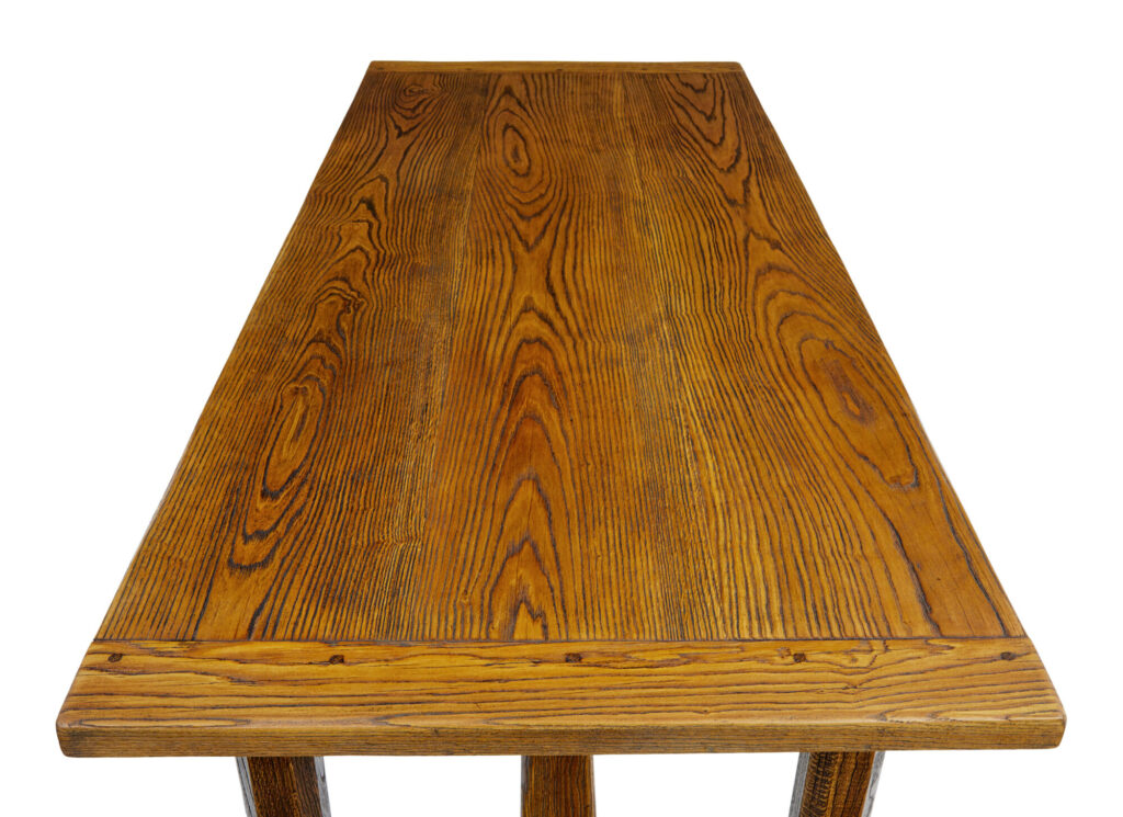 English Made Golden Oak Refectory Dining Table — image 6