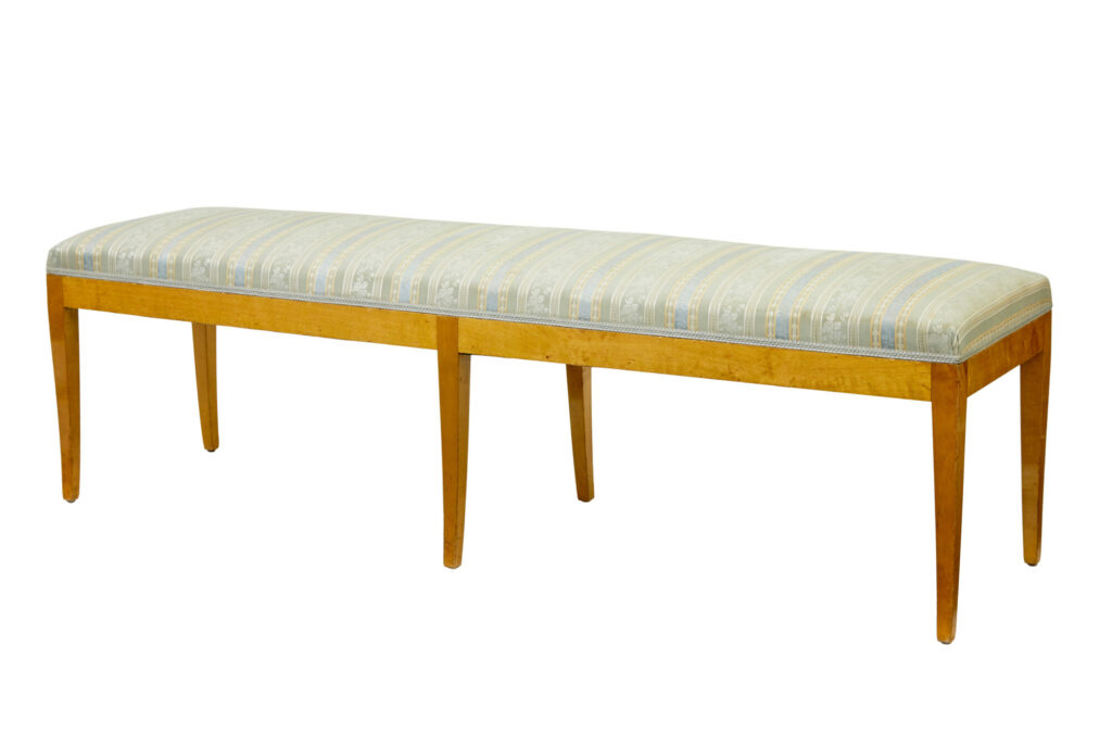 Early 20th Swedish Birch Long Bedroom Stool — image 1
