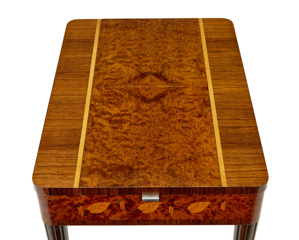 Mid Century Walnut and Birch Inlaid Metamorphic Work Table — image 6