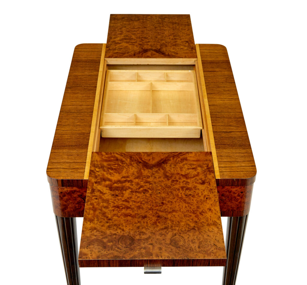 Mid Century Walnut and Birch Inlaid Metamorphic Work Table — image 5
