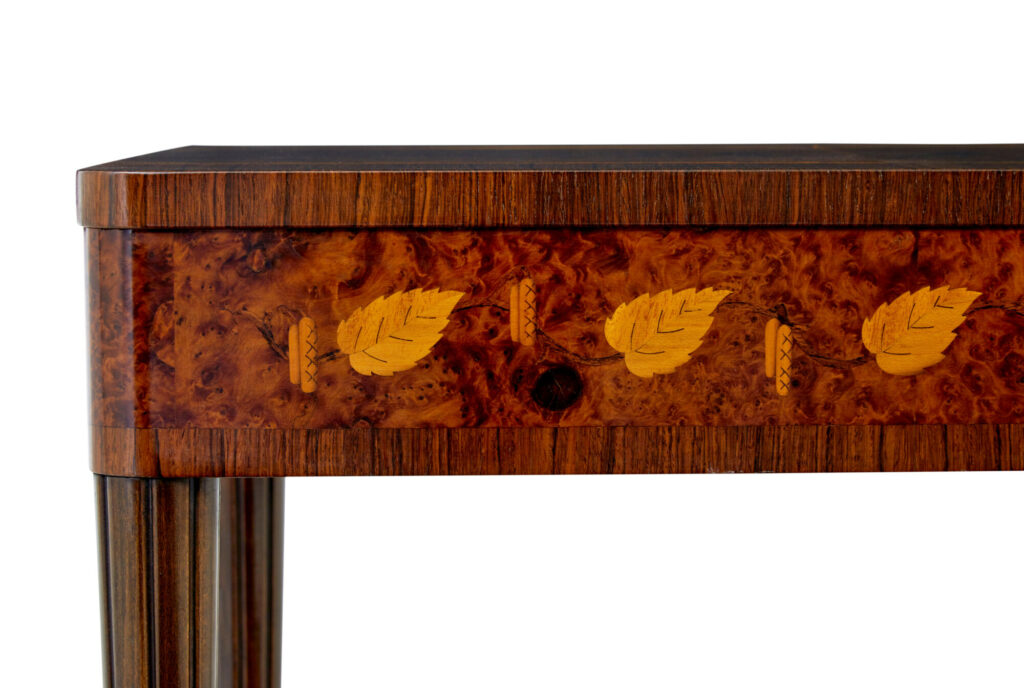 Mid Century Walnut and Birch Inlaid Metamorphic Work Table — image 2