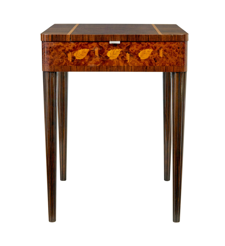 Mid Century Walnut and Birch Inlaid Metamorphic Work Table — image 7