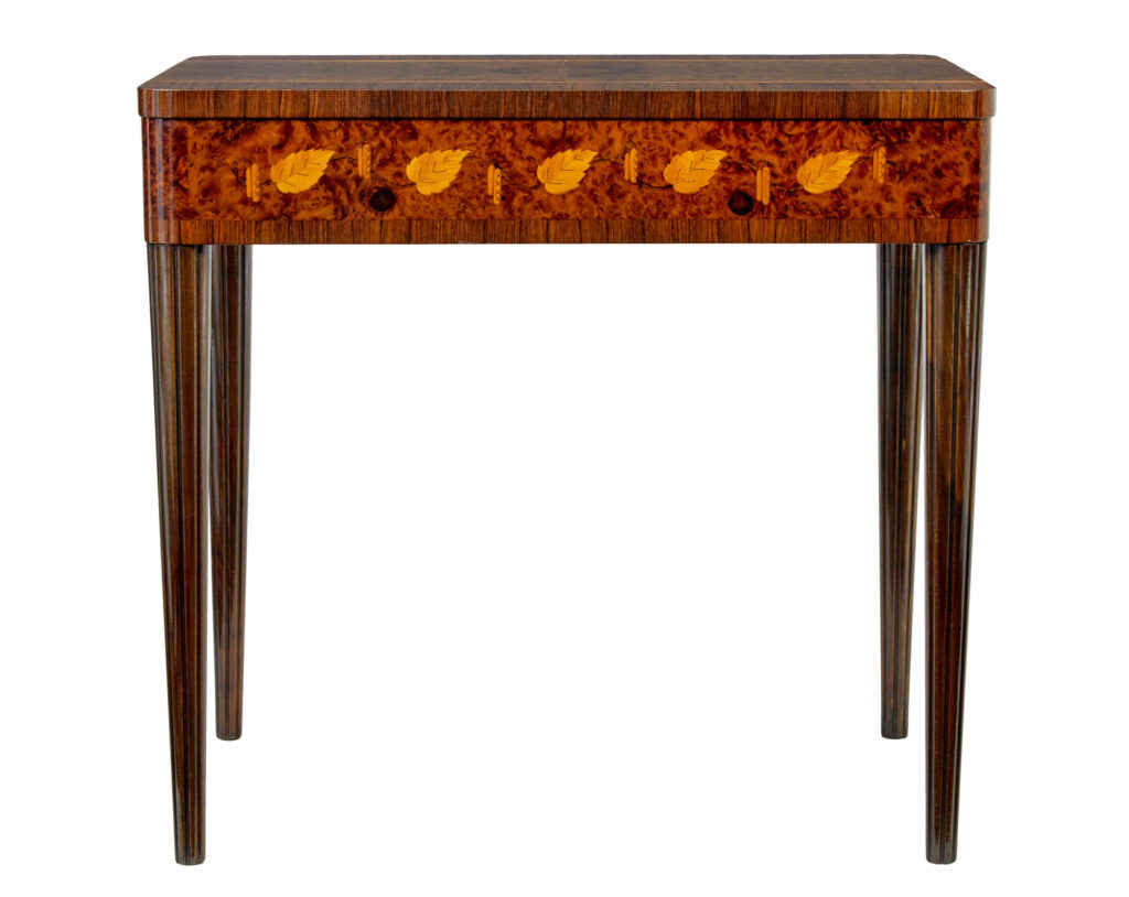 Mid Century Walnut and Birch Inlaid Metamorphic Work Table — image 10