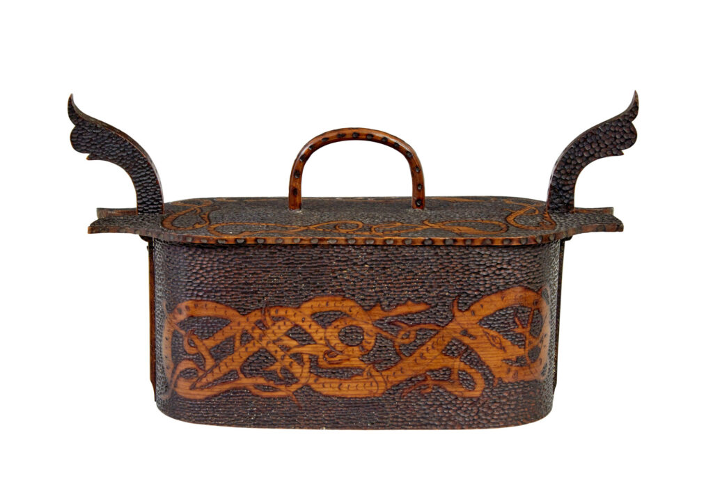 Early 20th Century Scandinavian Pokerwork Tine Box — image 8