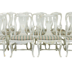 SET OF 14 LACQUERED QUEEN ANNE INFLUENCED DINING CHAIRS