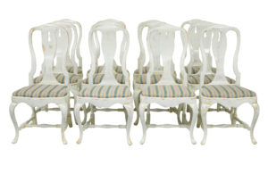 Set of 14 Lacquered Queen Anne Influenced Dining Chairs — thumbnail 12