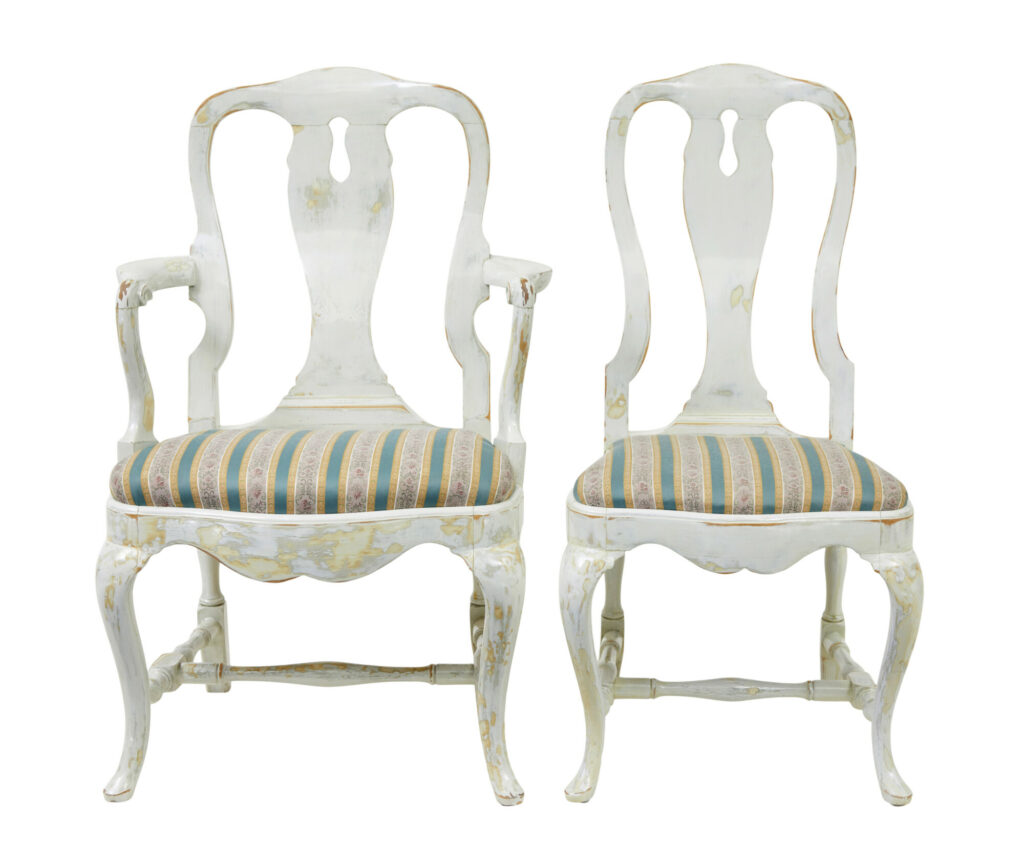 Set of 14 Lacquered Queen Anne Influenced Dining Chairs — image 11