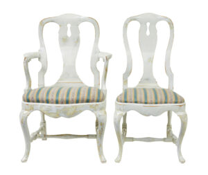 Set of 14 Lacquered Queen Anne Influenced Dining Chairs — thumbnail 11