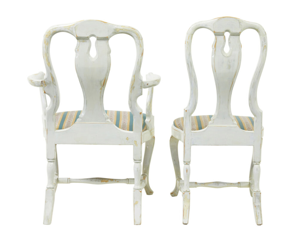 Set of 14 Lacquered Queen Anne Influenced Dining Chairs — image 8